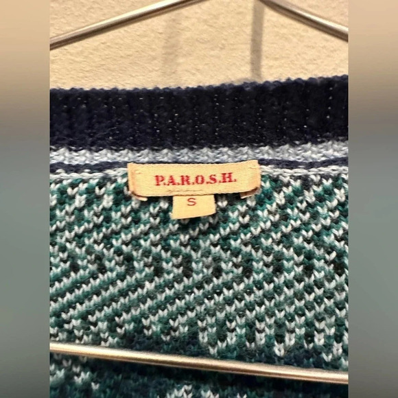 p.a.r.o.s.h‎ Navy Wool Sweater Cardigan  w/  Flowers. Size Small A0040 - Picture 6 of 10